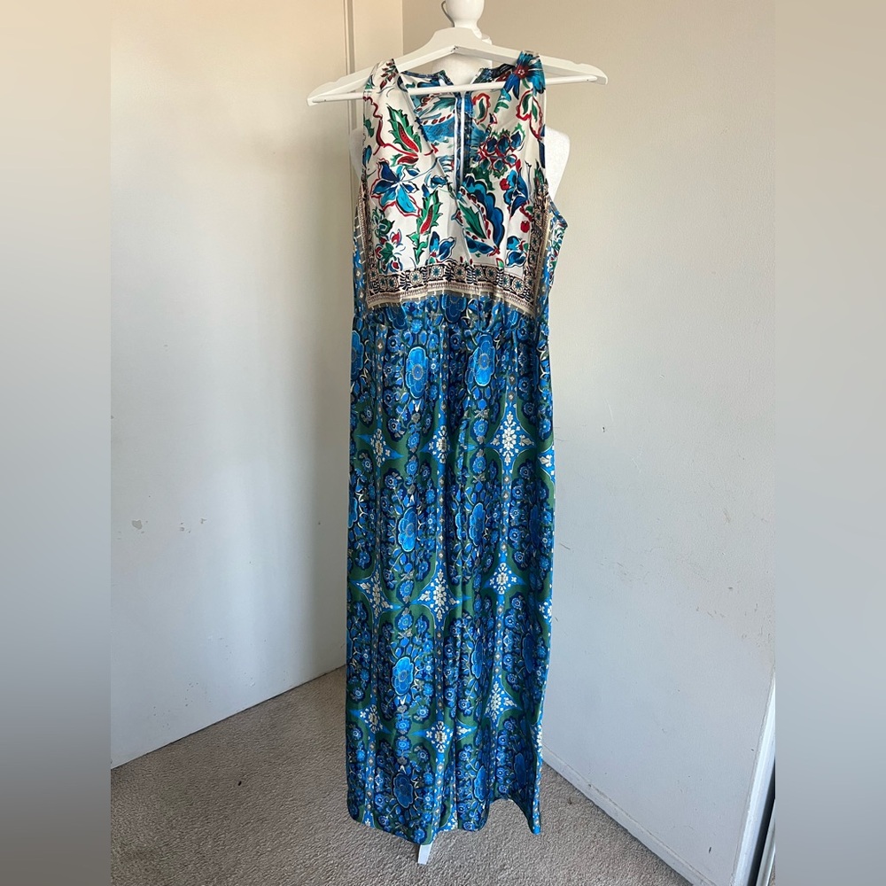Elegant Floral Maxi jump suit in Blue and Green